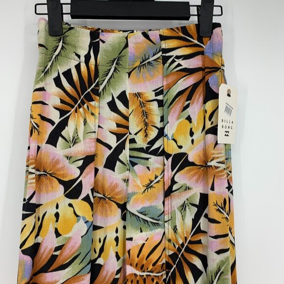 Billabong Pants Floral Print Pull On Split Flowy Wide Leg High Rise - Picture 4 of 13